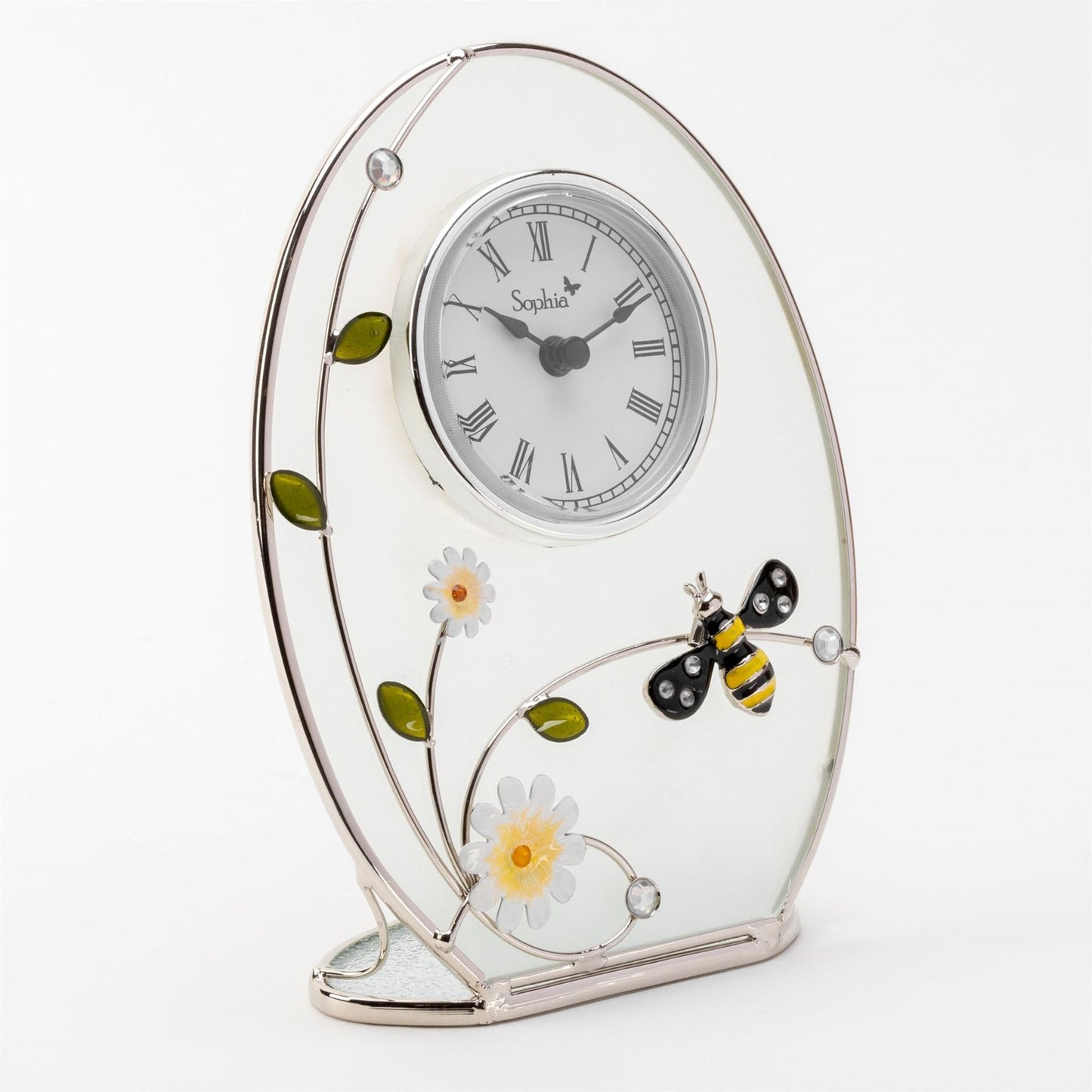 Wm.Widdop Sophia Classic Glass & Wire Bumble Bee Mantel Clock