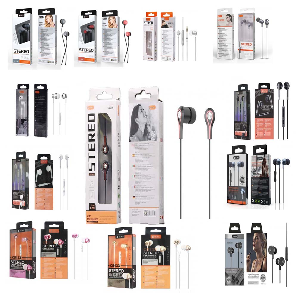 OnePlus Stereo Earphone with Microphone 1.2m cable multi-colour (Bulk qty of 48 & 120)