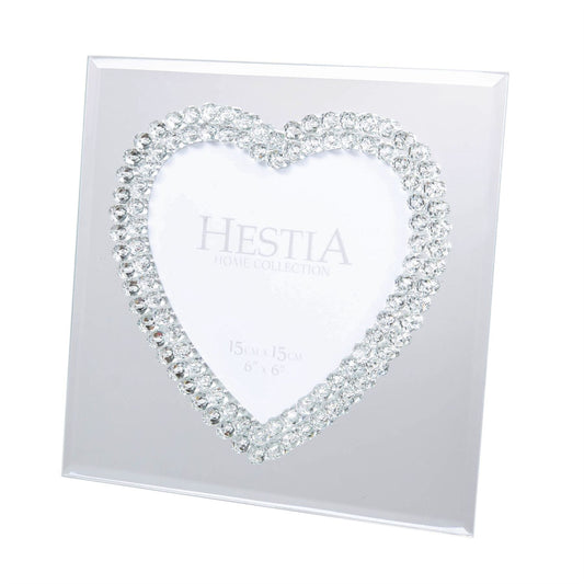 Hestia Mirror Glass Photo Frame Heart Design 6" x 6"