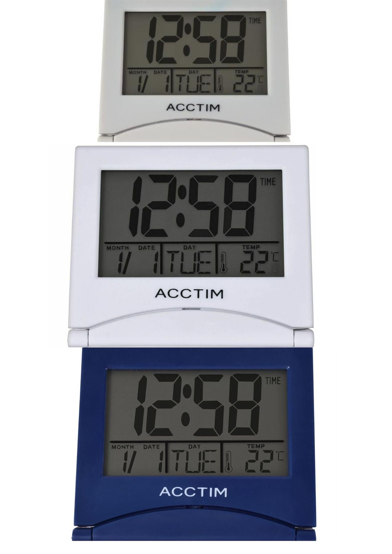 Acctim Mini Flip 2 Folding Digital Travel Alarm Clock 1578 Available Multiple Colour