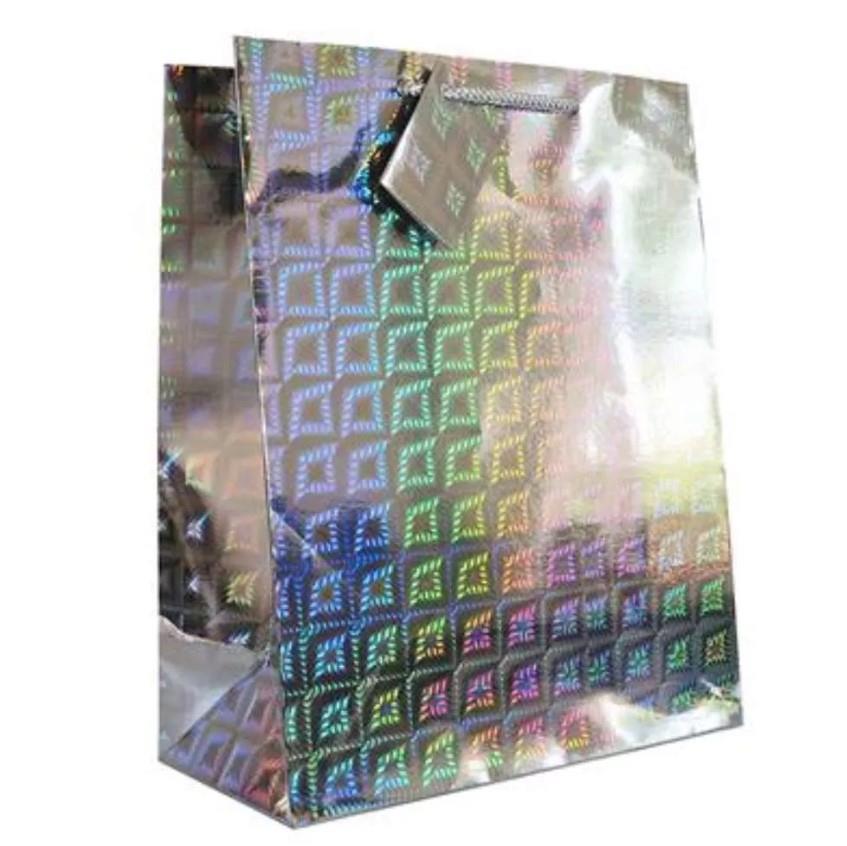 Xquisite 6PK Medium Size Holographic Silver Gift Bags