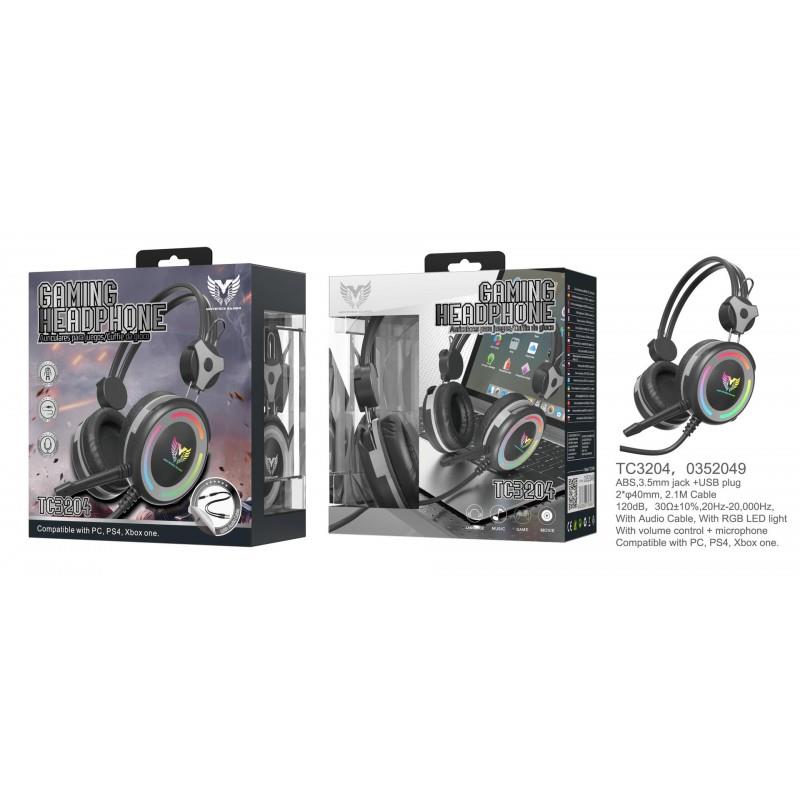 MTK Gaming Headphone RGB Light, with Mic & Volume Control, PC/PS4/XBox One, 2.1M
