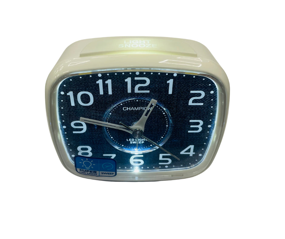 Champion Supalite Light/Snooze with Silent Sweep Alarm Clock MF8588 Available Multiple Colour