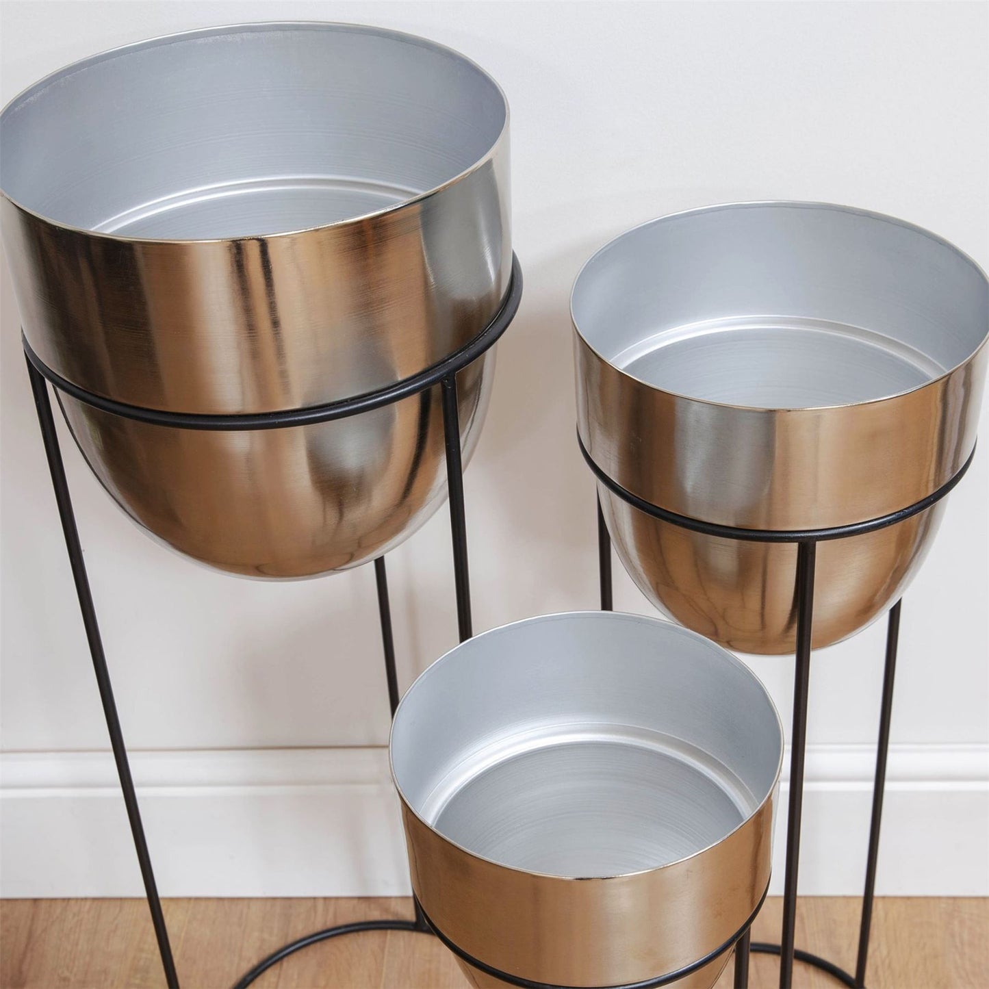 Hestia Set of 3 Extra Tall Silver Metal Planters