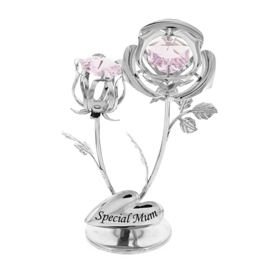 Crystocraft Chrome Plated Rose & Rose Bud - Special Mum