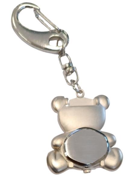 Imperial Key Chain Clock Teddy Silver IMP720- CLEARANCE NEEDS RE-BATTERY