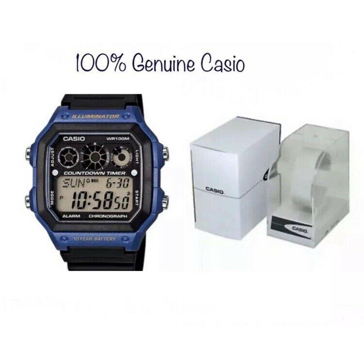 Casio Mens Digital World Time Alarm Rubber Strap Watch Available Multiple Colour