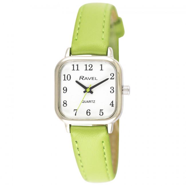 Ravel Ladies Cushion Shaped Brights Leather Strap Watch R0141 Available Multiple Bright Colour