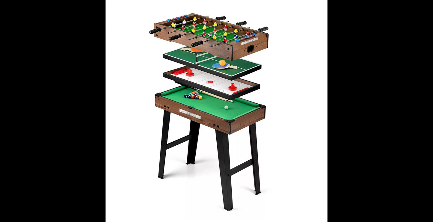 Power Play 4-In-1 Stand Up Games Table 27 Inch - Dark Brown