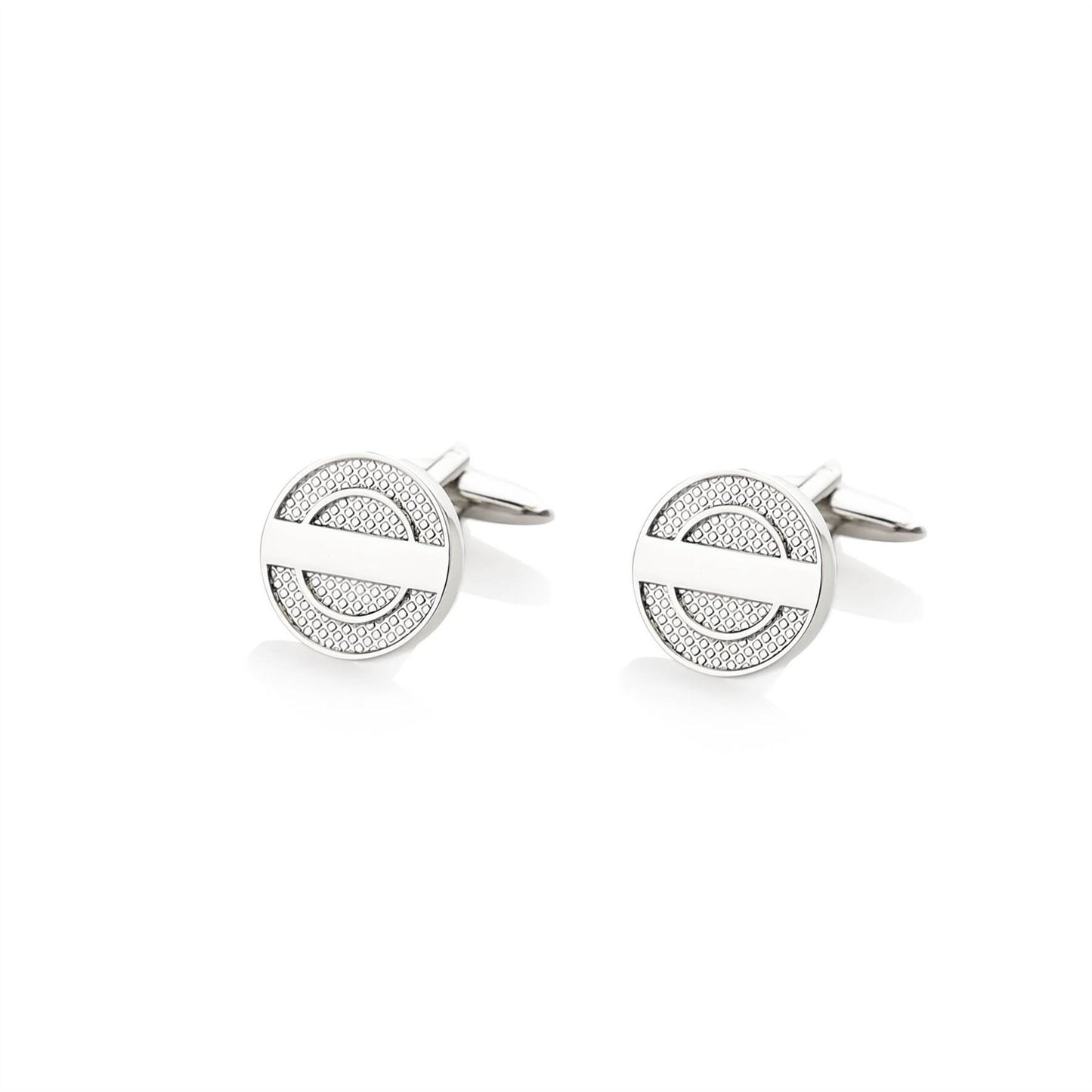 Harvey Makin Engravable Round Rhodium Cufflinks