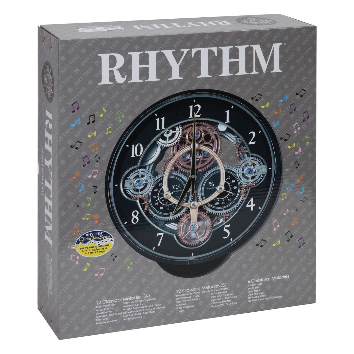 Rhythm Magic Motion Clock Black Gear Rotating Dial