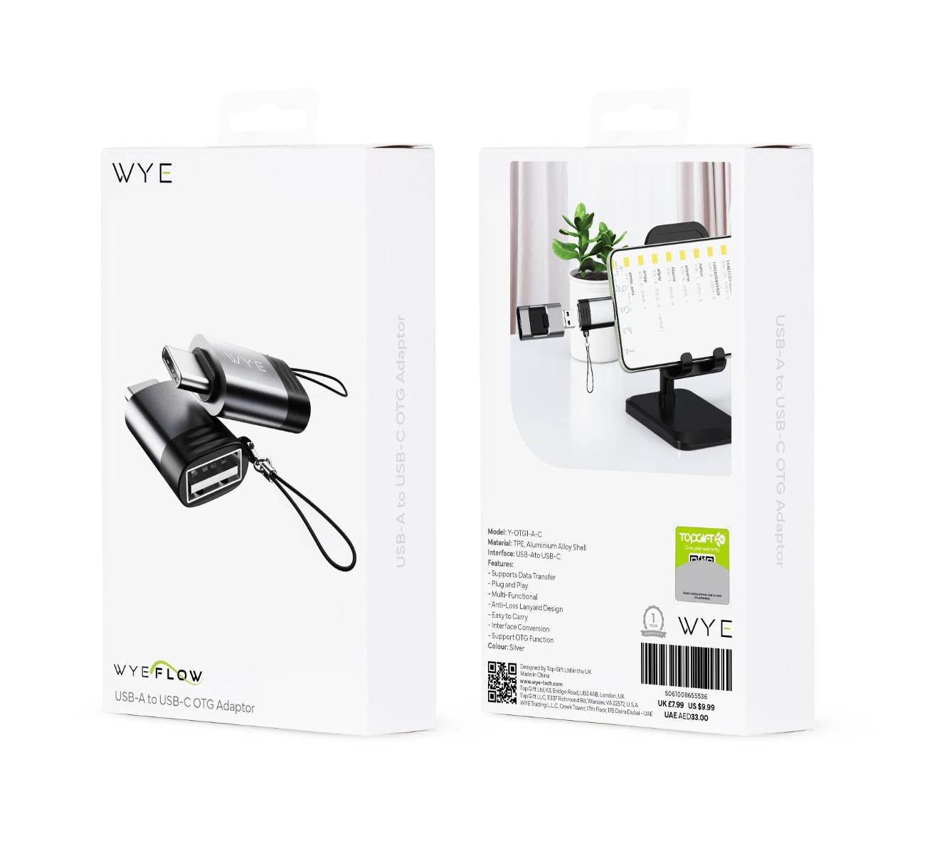 WYEFLOW USB-A to USB-C OTG Adaptor