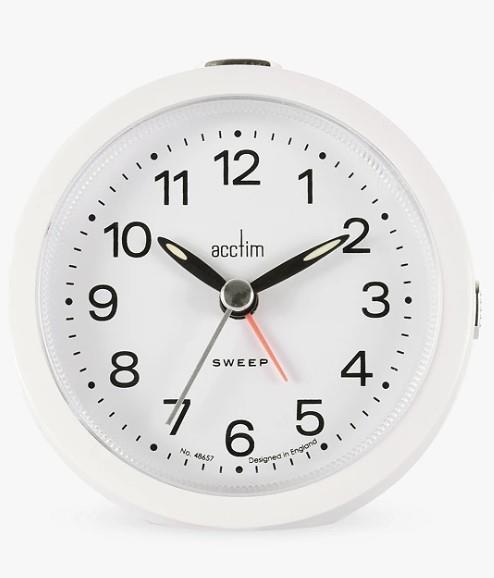 Acctim Elana White Non-Ticking Sweep Analogue Alarm Clock 15762