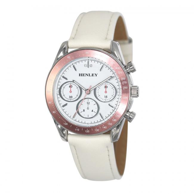 Henley Ladies Fashion Round sporty white dial Leather Strap Watch H06183 Available Multiple Colour