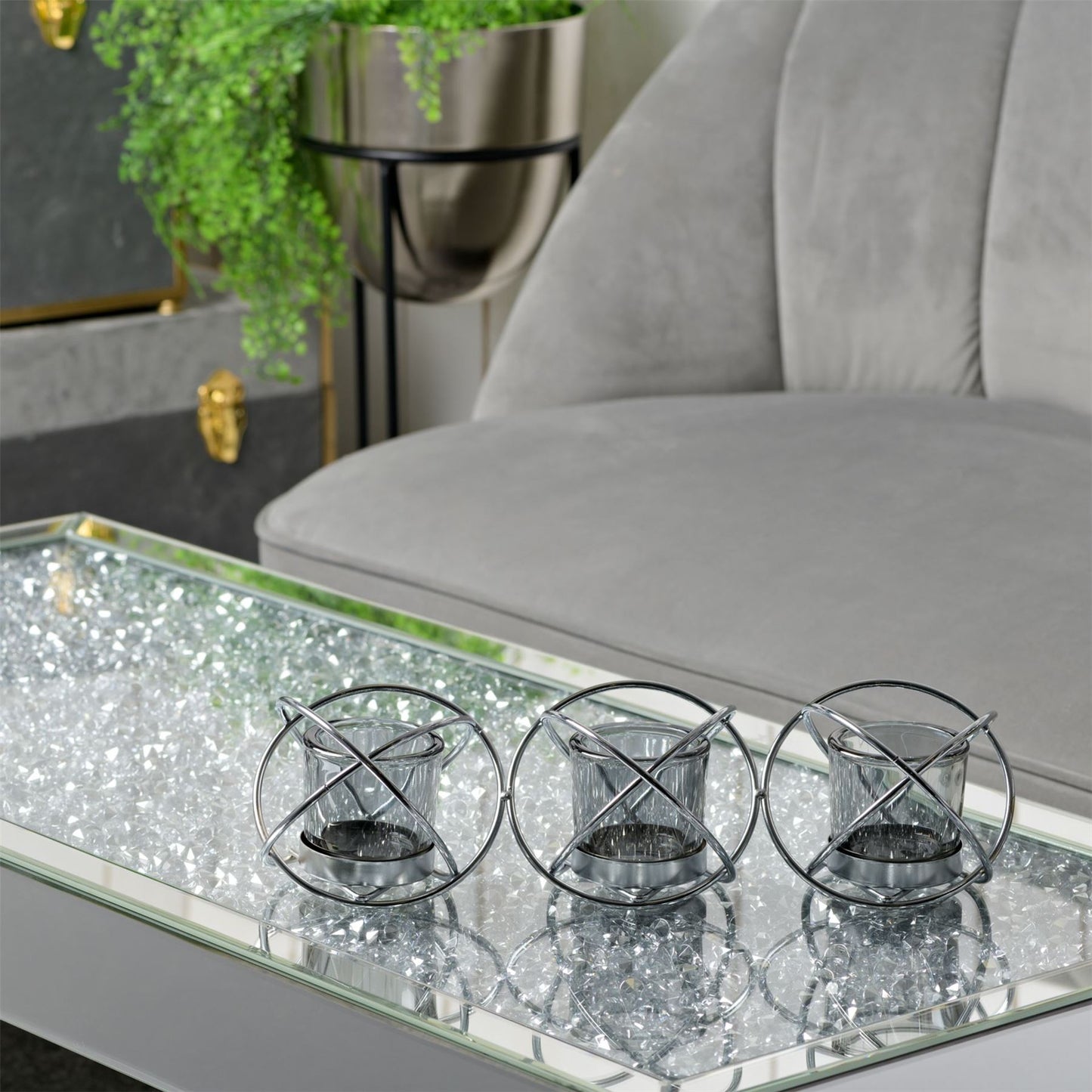 Hestia Triple Smoke Glass Tea Light Holder