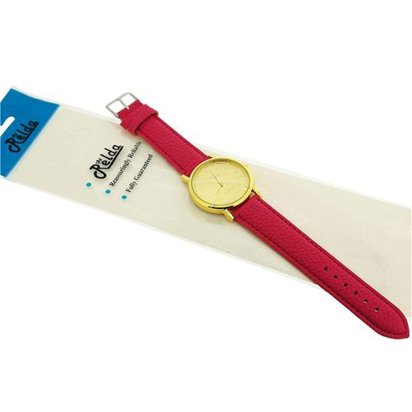 Relda Women Analogue Jumbo Gold tone Dial & Leather Strap With Buckle REL6 Available Multiple Colour - Needs Battery.