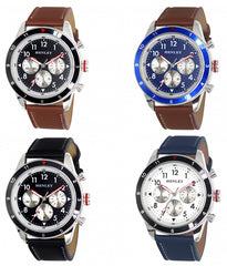 Henley Mens Multi Eye Dial Sports Large Leather Strap Watch H02219 Available Multiple Colour