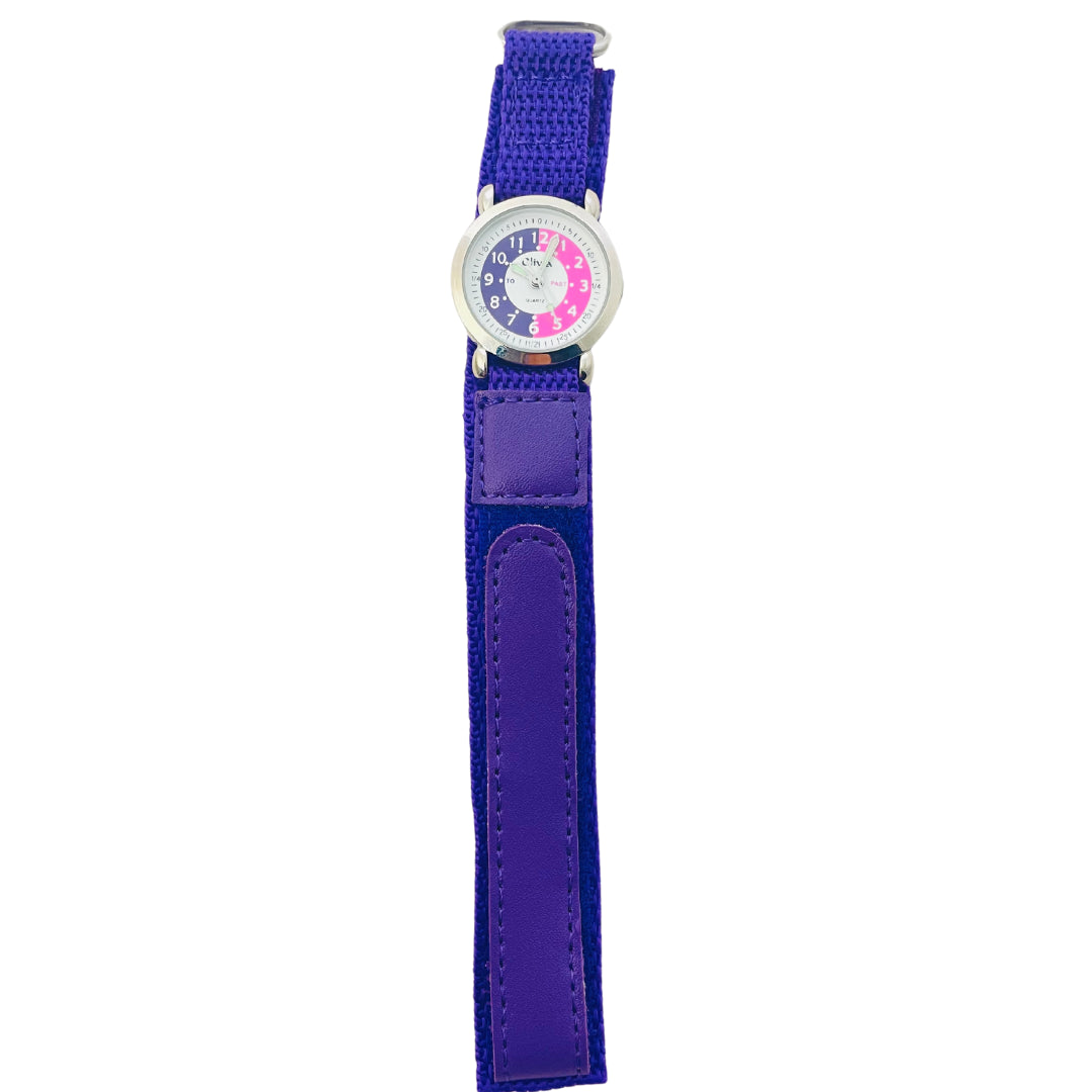 Olivia Children's Girls Analogue Classic Quartz Time Teacher Watch with Velcro Strap TOC149 - CLEARANCE NEEDS RE-BATTERY