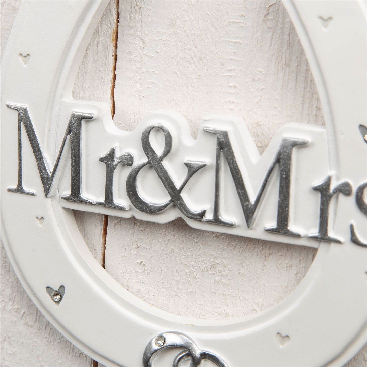 Amore White Resin Wedding Horse Shoe - Mr & Mrs