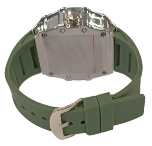 New Rubber Gents Solid Fashion Quartz Movement Screw Decoration Skeleton Dial Rubber Strap Watch Available Multiple Colour