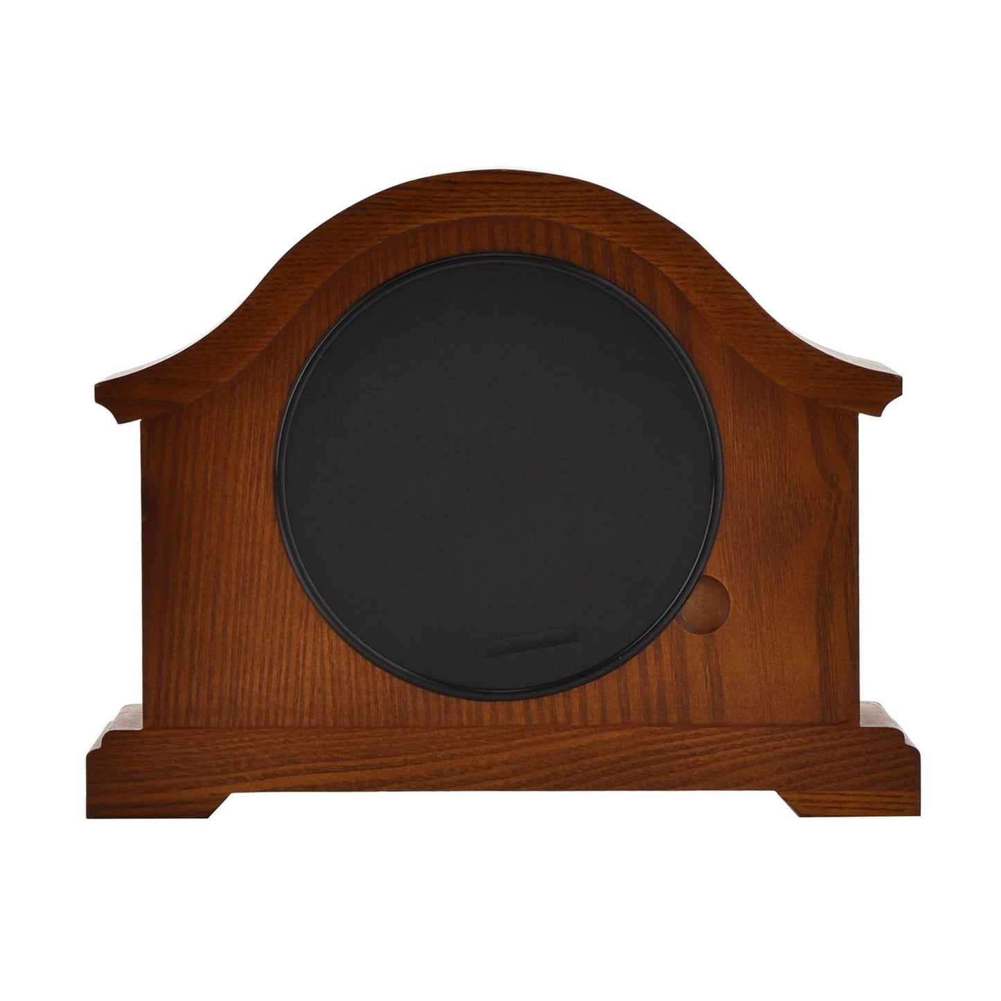 Wm.Widdop Broken Arch Mantel Clock Silver Bezel Walnut