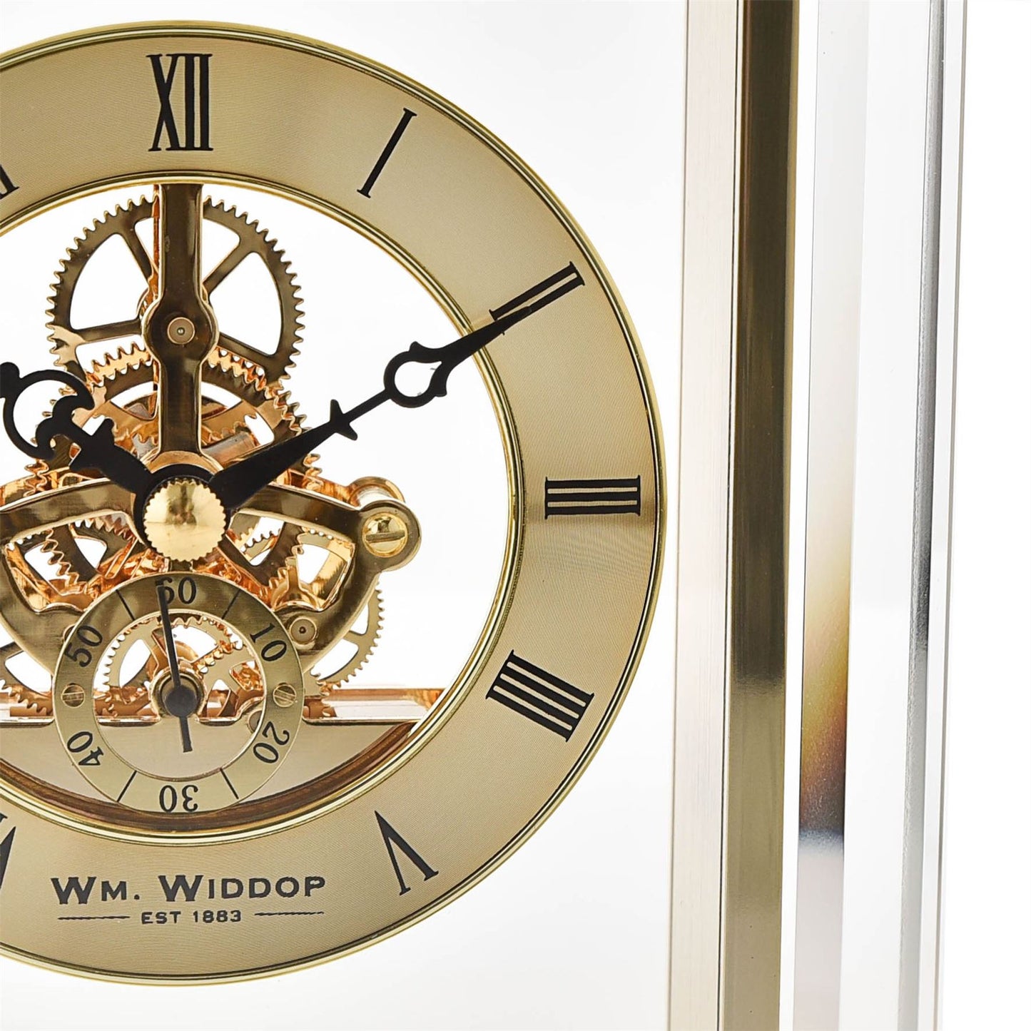 Wm. Widdop Mantel Clock with Handle Skeleton Movement W2918-19 Available Multiple Colour