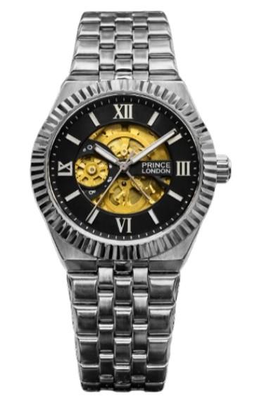 NYL Mens Automatic Metal Hollow Mechanical Dial Analogue Metal Bracelet Watch NY London Available Multi Colour