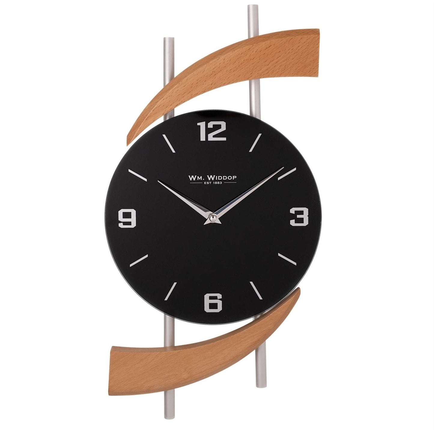 Hometime Natural Wood and Metal Wall Clock - Black Dial