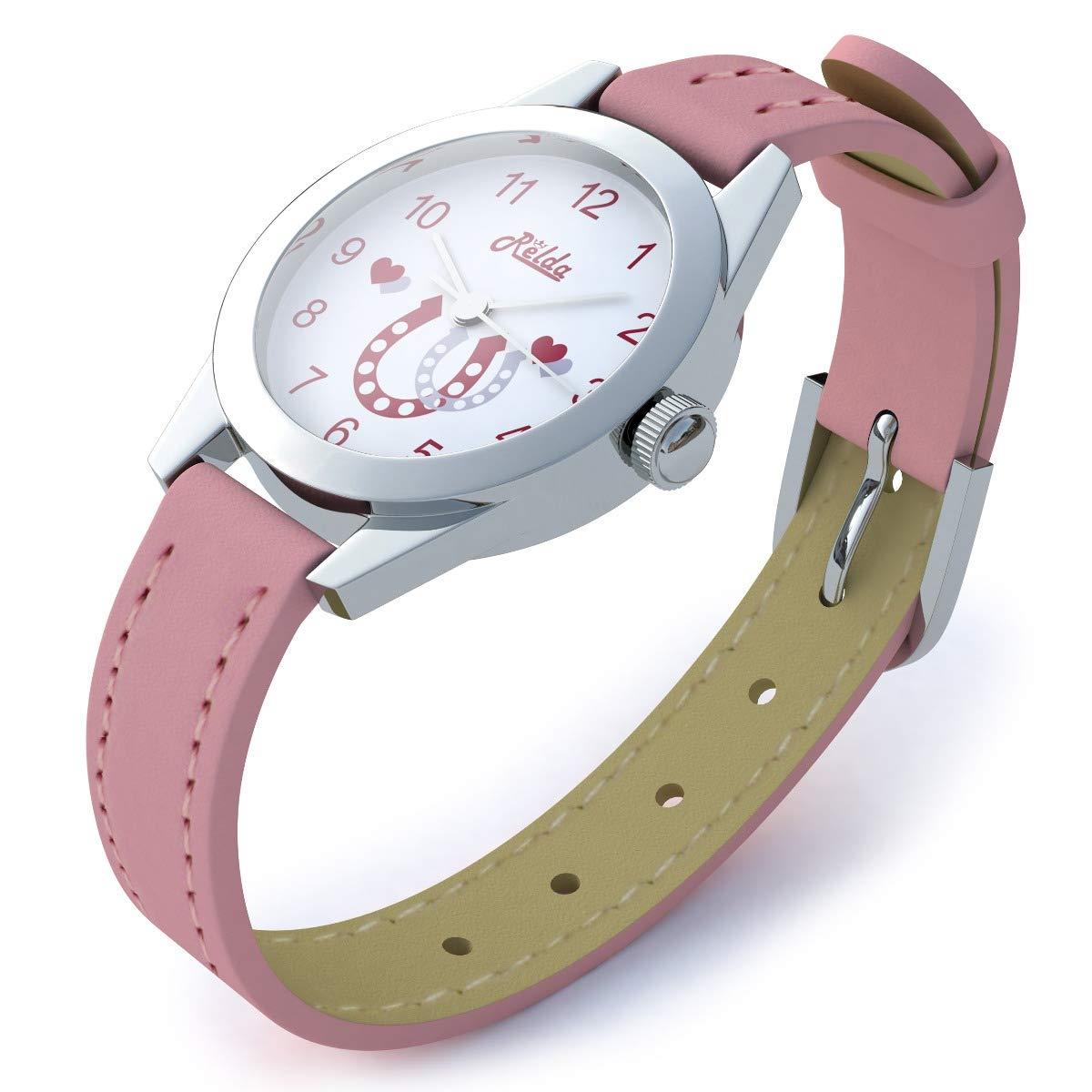 Relda Childrens Girls Pink Watch and Jewellery Gift Set for Kids with Silvertone Horse Necklace REL24 - CLEARANCE NEEDS RE-BATTERY
