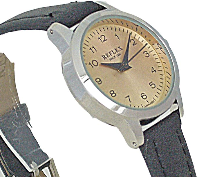 Reflex Ladies Watch Black Leather Strap Light Brown Dial Ref0033