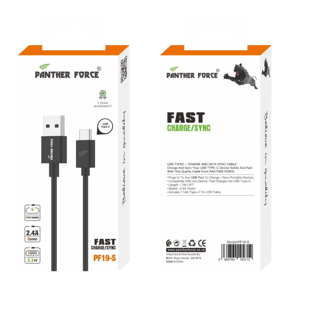Panther Force USB - C 2.4A Fast Charging Cable