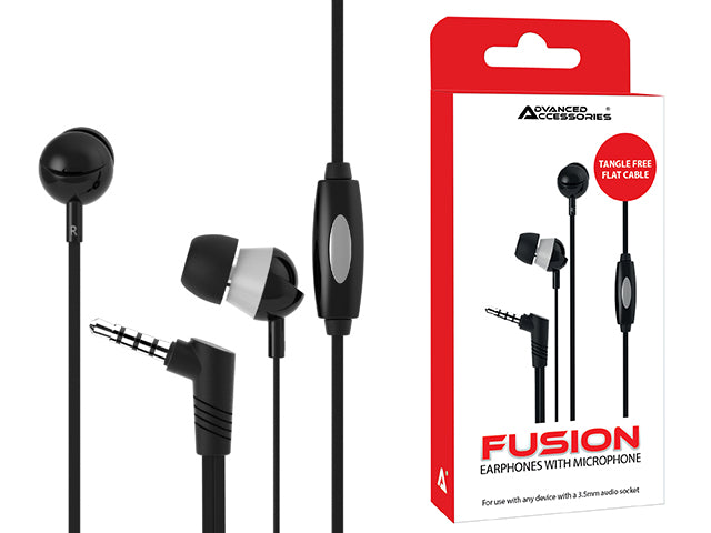 Advanced Accessories Fusion 3.5mm Earphones with Microphone-Black