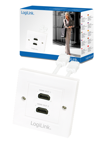 LogiLink HDMI 2 Port Wall Socket