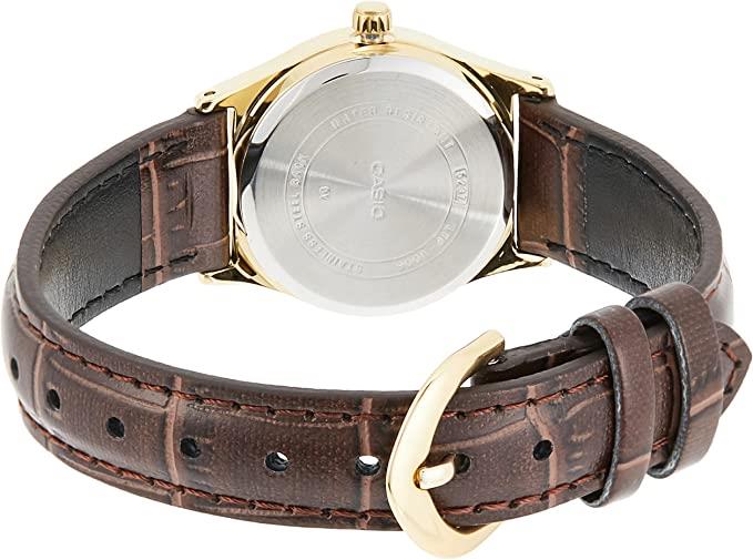 Casio Ladies Analogue Leather Strap Watch - LTP-V006GL-9BUDF