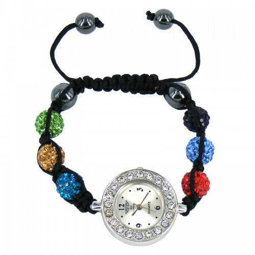 Beautiful Shamballa Bracelet Crystal Bling Watch In Multicolour