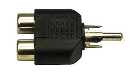1 x Phono Plug to 2 Phono Sockets Gold Adaptor - Bag of 5pc