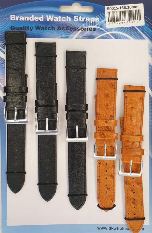 R001s-12b 12mm 5Pk Leather Watch Straps