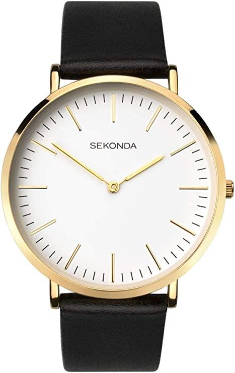 Sekonda Mens White Dial Black Leather Strap watch 1344