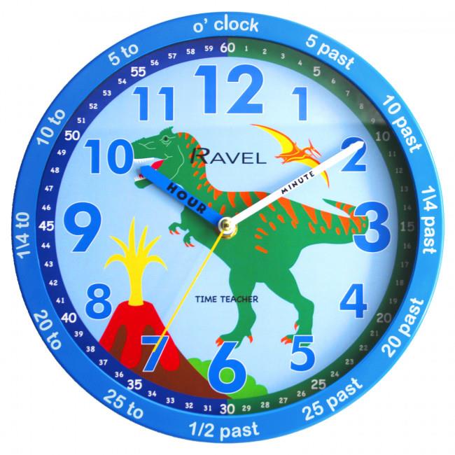 Ravel 25cm Childrens Time-Teacher Wall Clock R.KC.TT Available Multiple Colour