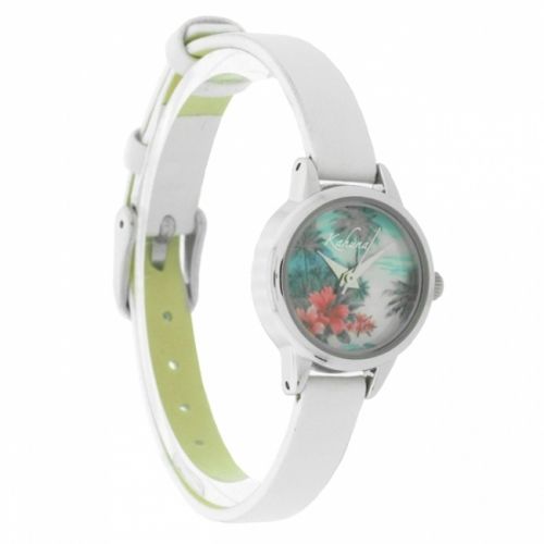 Kahuna Ladies Hawaiian Tropical Sunset Design Dial and White Leather Strap Watch AKLS-0151L  - CLEARANCE NEEDS RE-BATTERY