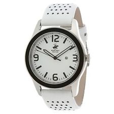 Beverly Hills Polo Club Mens White Dial And White Leather Strap Watch Bh448-02