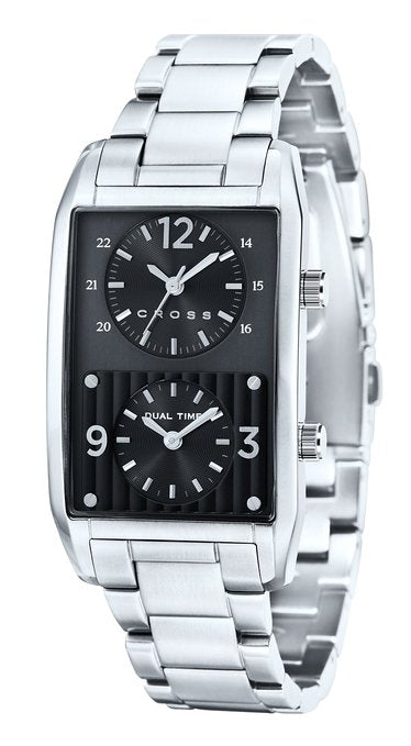 Cross Gotham Mens Quartz Watch With Black Dial Analogue Display And Silver Stainless Steel Bracelet Cr8004-11