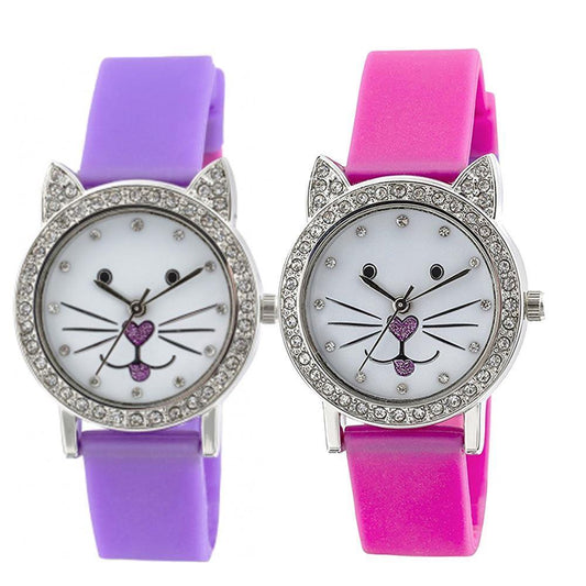 Tikkers Girls Children white Dial Analogue Display Purple silicone Strap Watch TK0107 NEEDS BATTERY