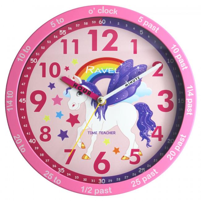 Ravel 25cm Childrens Time-Teacher Wall Clock R.KC.TT Available Multiple Colour