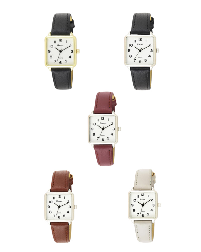 Ravel Ladies Basic White Face Rectangular Fashion Watch R0139 Available Multiple Colour