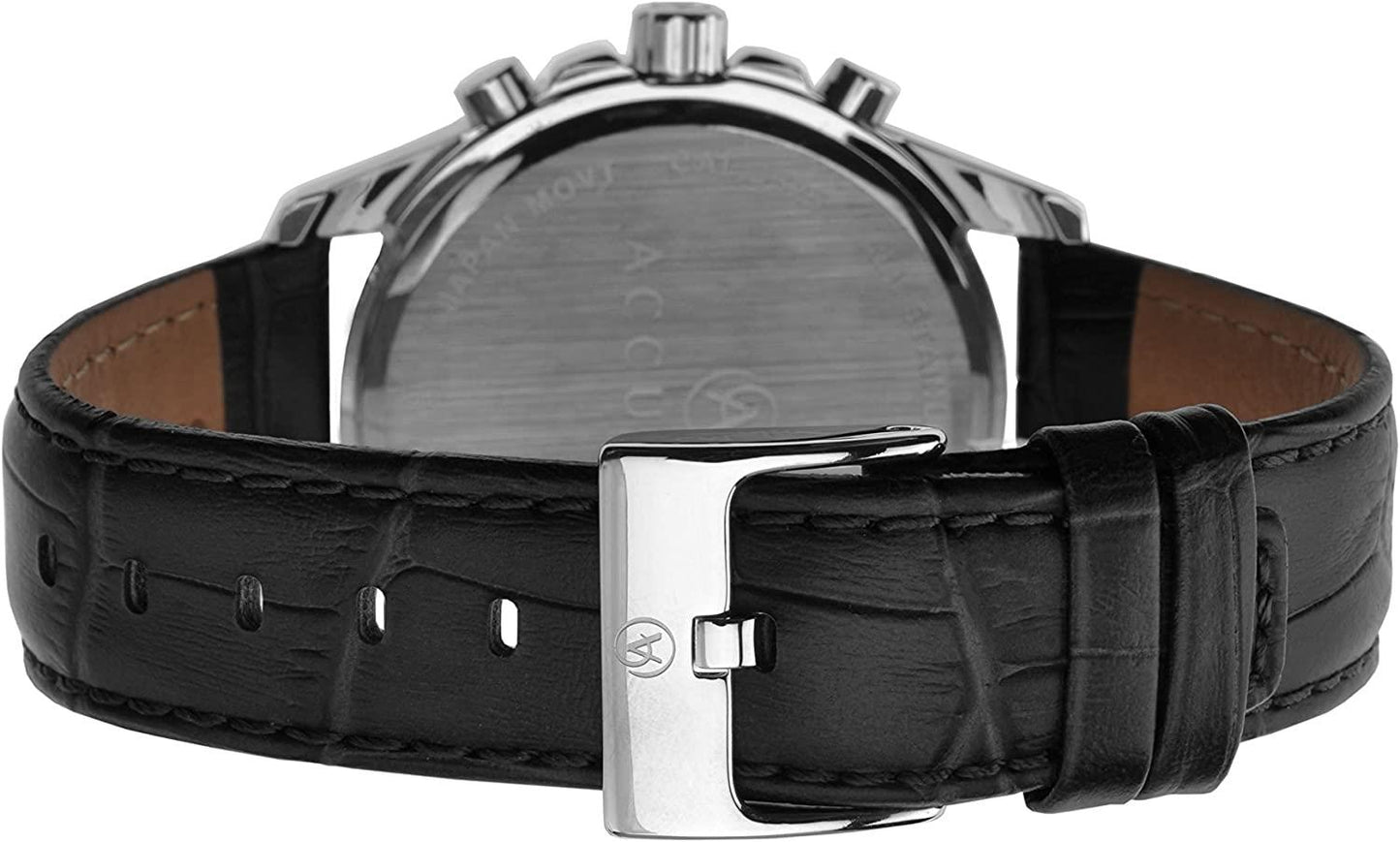 Accurist Mens Sports Chronograph Watch 50m Leather Strap, Stainless Steel 7199