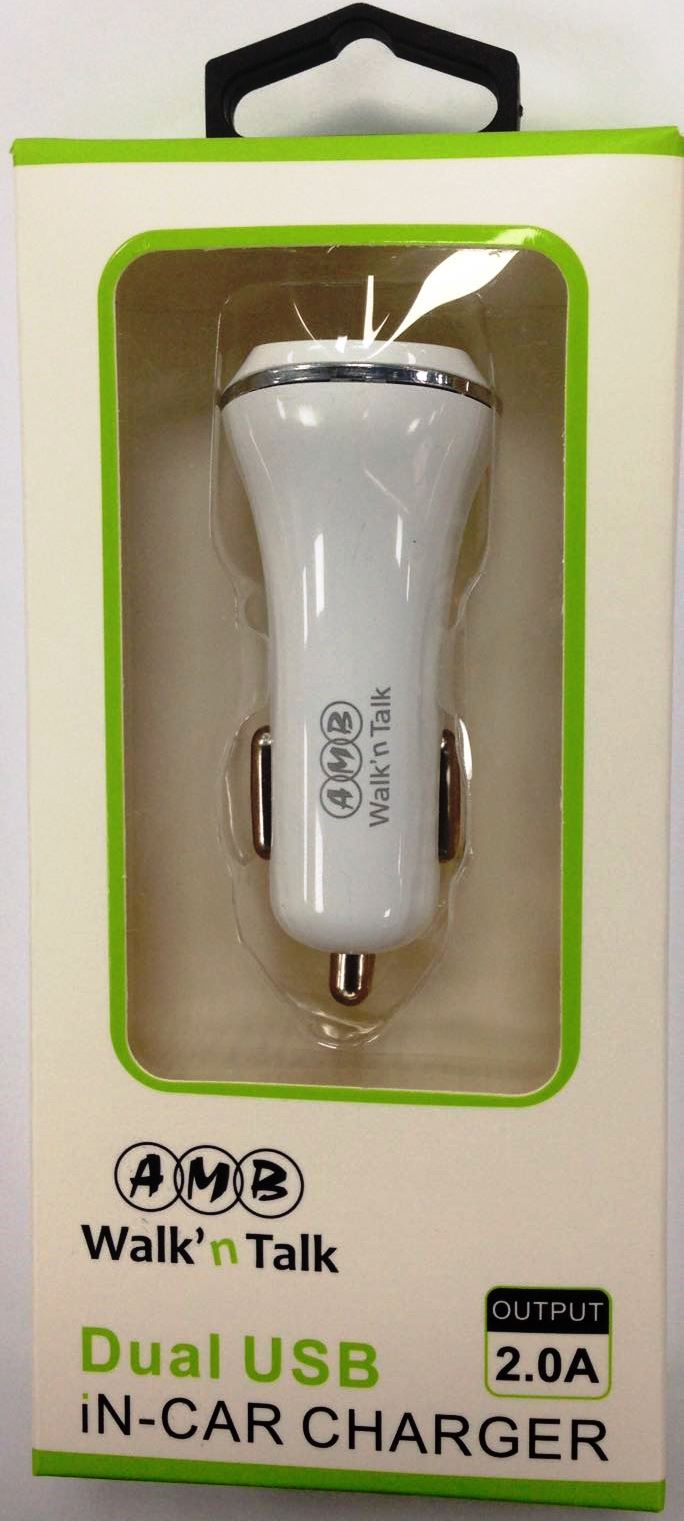 Dual USB Car Charger White 2.0A