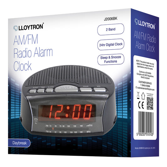 Lloytron 'Daybreak' Alarm Clock Radio - Black J2006BK