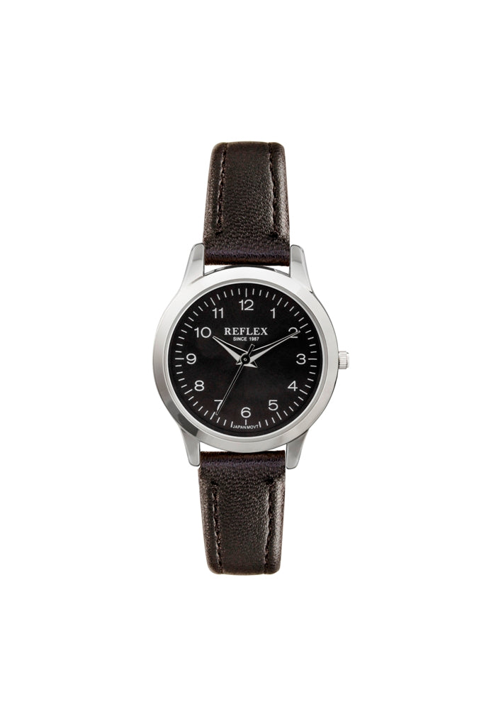 Reflex Ladies Watch Black Leather Strap Black Dial Ref0039