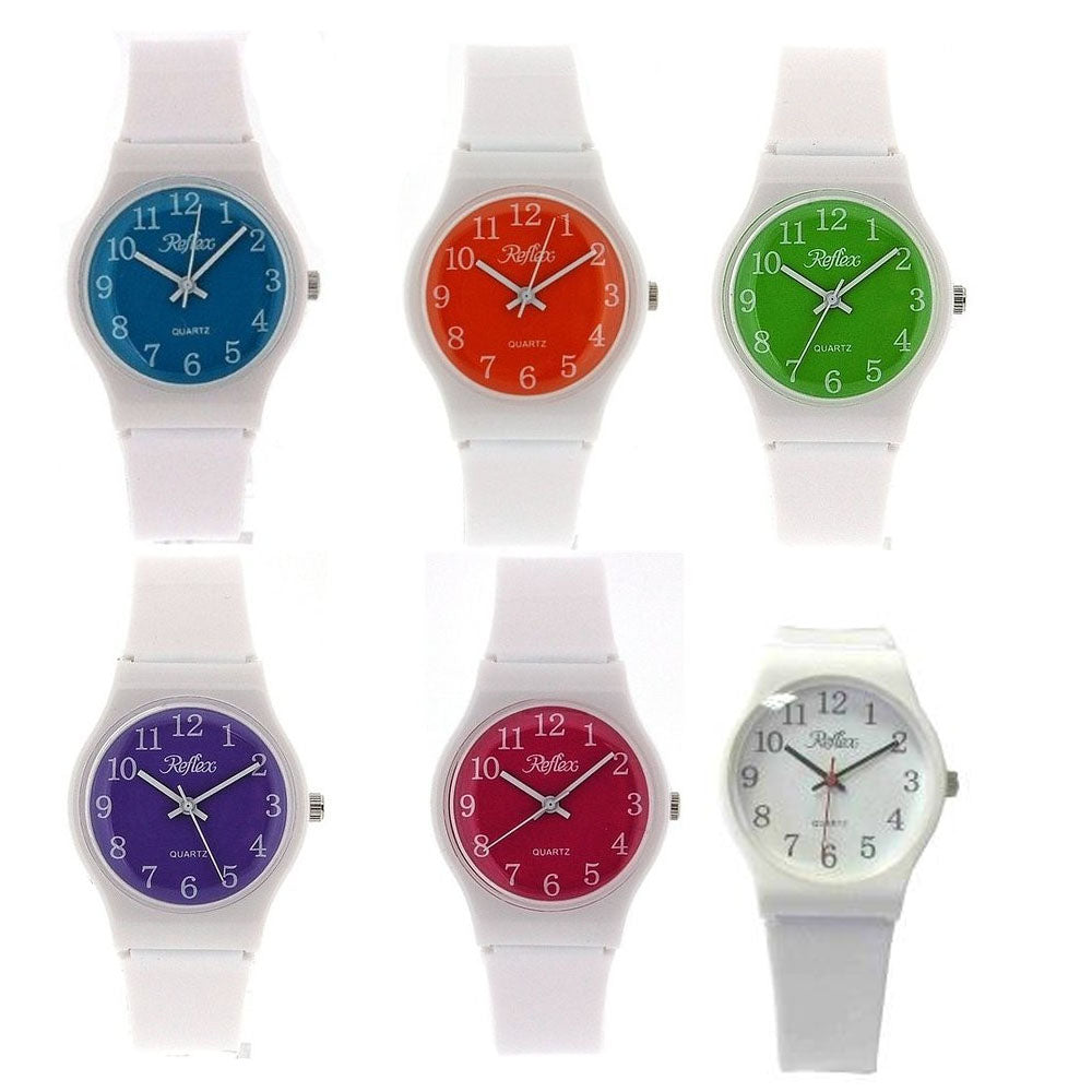 Reflex White Full Plastic Fashion Ladies Girls Trendy Wrist Watch 156